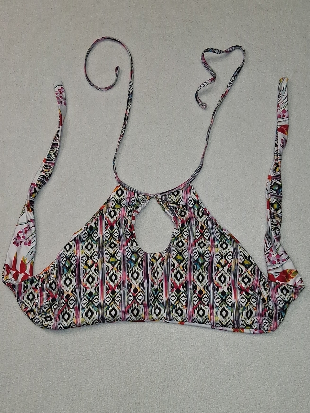 Reversable Women's Pink Multi-Print Halter Bikini Top